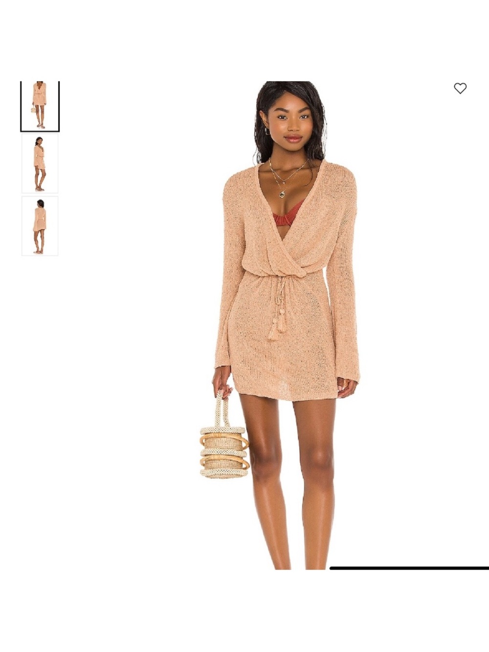 l*space Tan Knit Wrap Swim Coverup